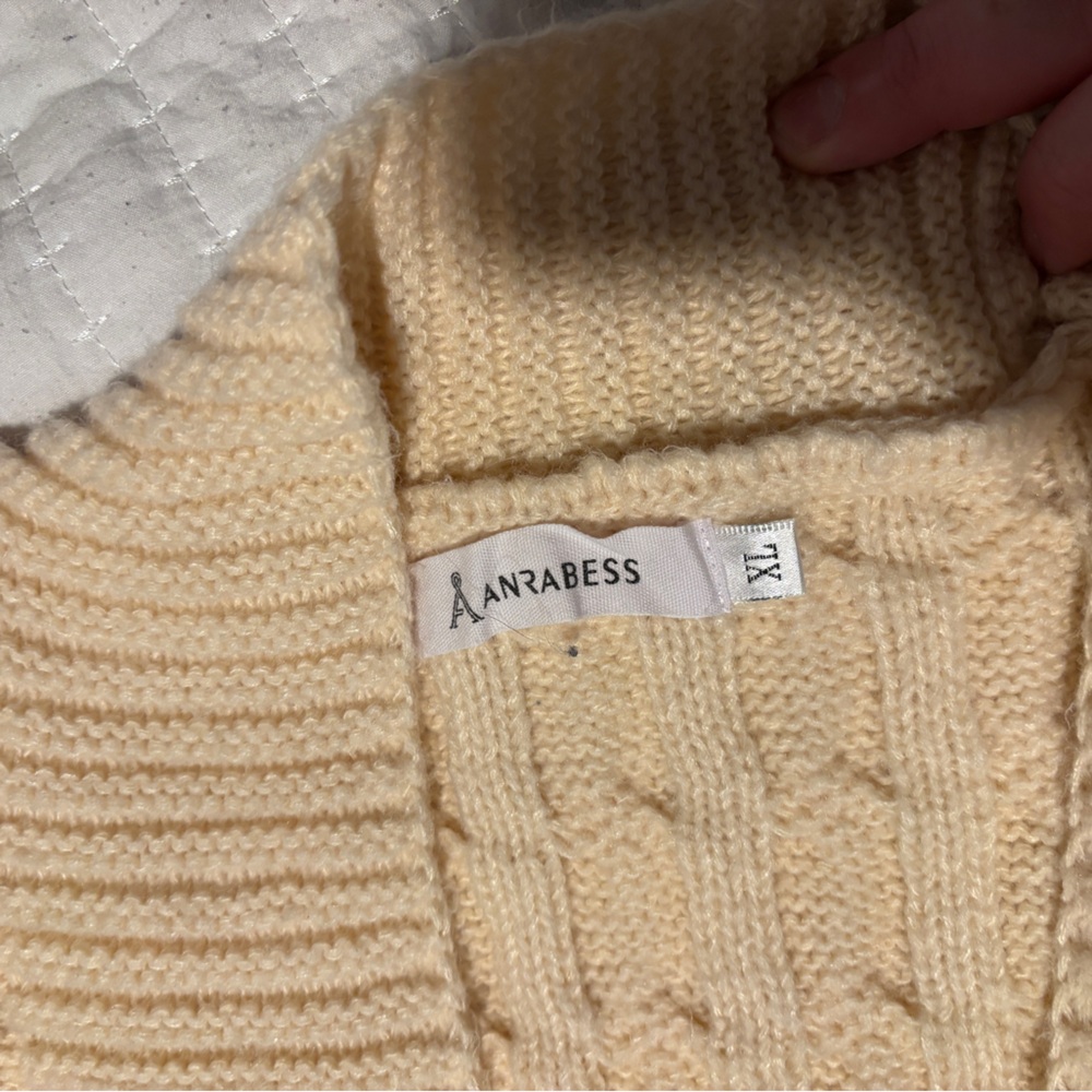 Amazon cream cable knit maxi open cardigan - Picture 2 of 2